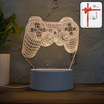 3D Acrylic LED Night Lamp – Game Controller Shape Decorative Light for Gamers